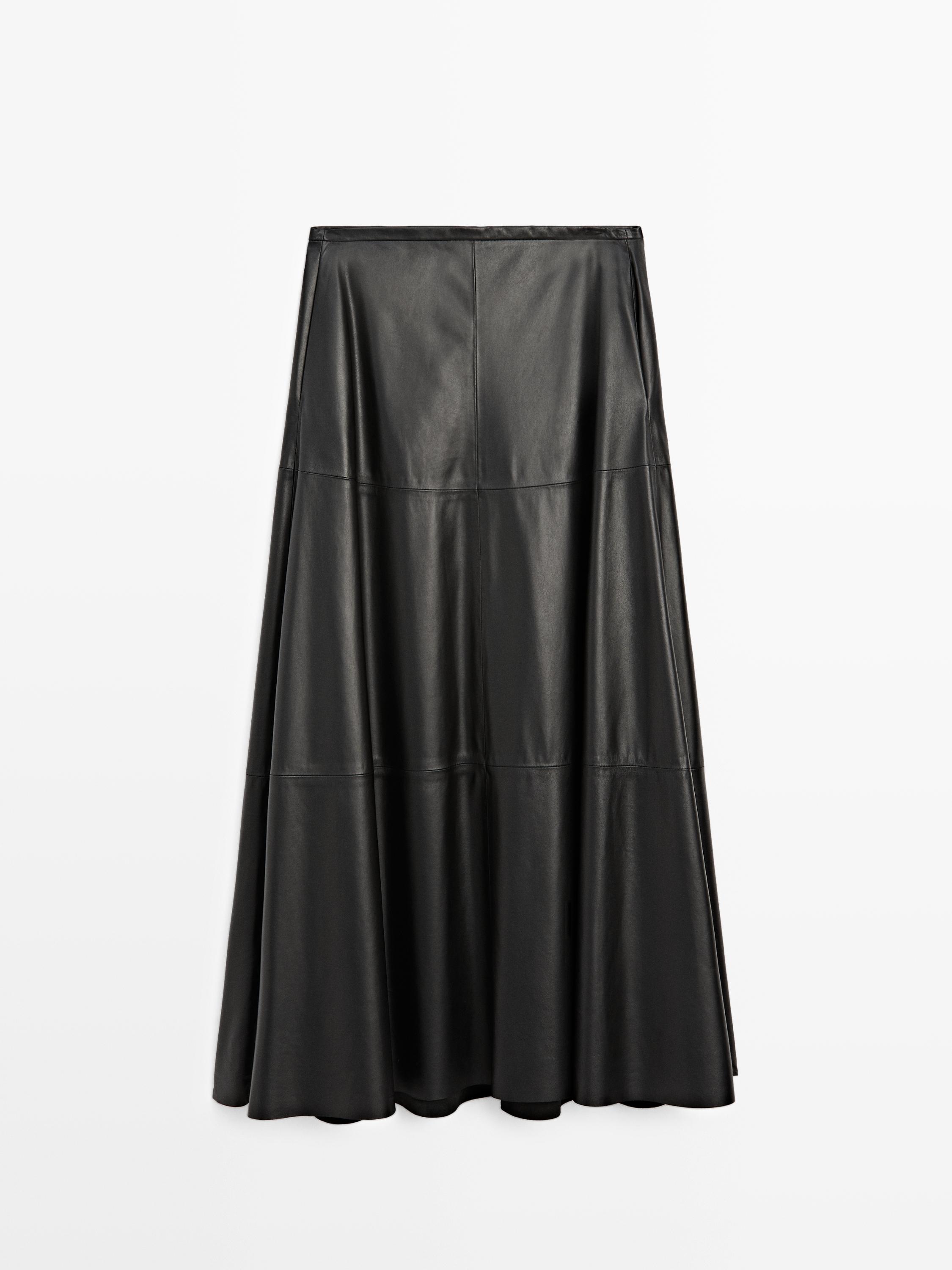 Long flared nappa leather skirt - LIMITED